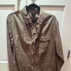 New Brown J Crew slim fit long sleeve button down mid-weight - cotton/oxford